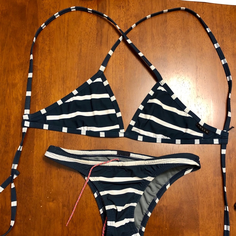Jolyn Navy Stripes Tie-Back Bikini Set